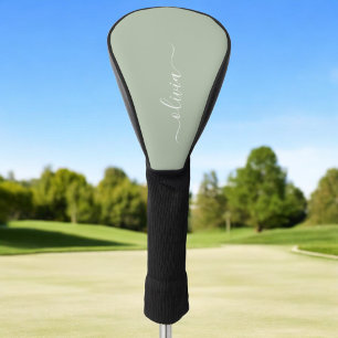 Funda Para Palo De Golf Sage Green Minimalista Moderno Monograma elegante