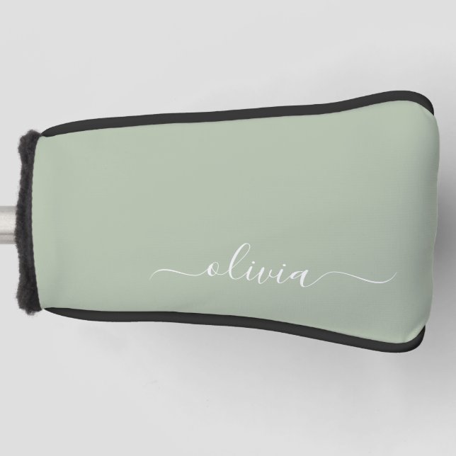 Funda Para Palo De Golf Sage Green Minimalista Moderno Monograma elegante (Anverso)