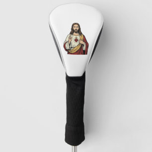 Funda Para Palo De Golf Sagrado Corazón Jesús Grabado Antiguo Arte Vectori
