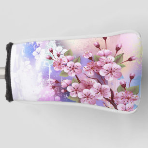 Funda Para Palo De Golf Sakura rosa sobre fondo de pintura
