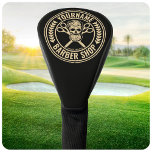 Funda Para Palo De Golf Salón del cráneo de la peluquería personalizada Ro<br><div class="desc">Barbería personalizada Rockabilly Skull and Scissors,  con diseño de peluquería con hipster barbudo. Personalizar con su nombre o texto Personalizado.</div>