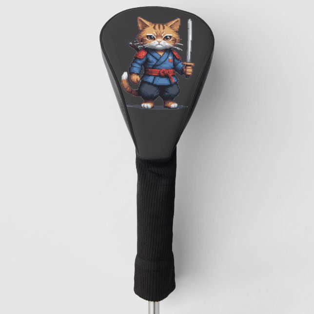 Funda Para Palo De Golf Samurai Cat Pixel Art (Anverso)