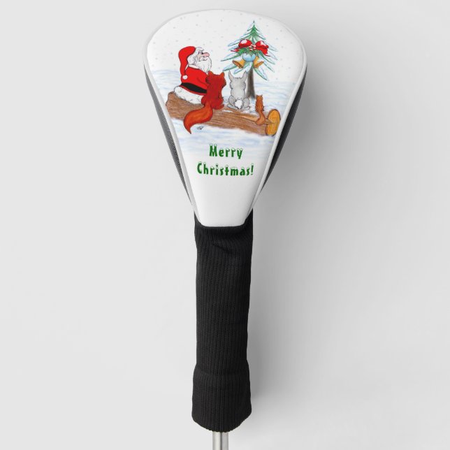 Funda Para Palo De Golf Santa Claus con Fox de Conejo y Squirrel (Anverso)