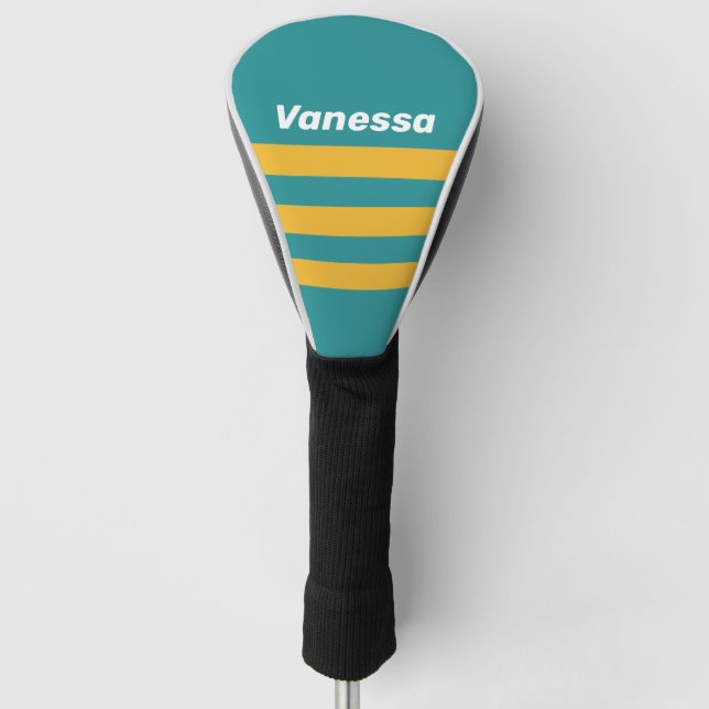 Funda Para Palo De Golf Seashell Sunrise Across Striping with Name (Anverso)