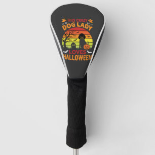 Funda Para Palo De Golf Señora Perro Loco Ama Diseño Antiguo de Halloween