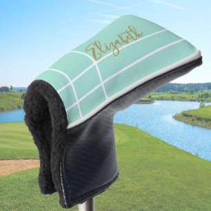 Funda Para Palo De Golf Señoras nombre personalizado minimalista verde men
