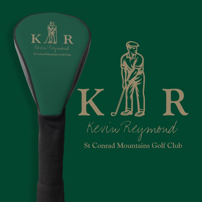 Funda Para Palo De Golf Sepia Golf Player Classic Golfer Monogram  (Subido por el creador)