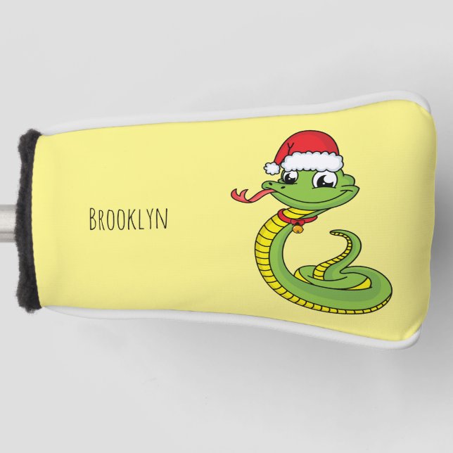 Funda Para Palo De Golf Serpiente verde suave con personalizado de sombrer (Anverso)