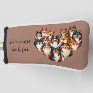 Funda Para Palo De Golf Sheltie Heart Ilustracion Cute Shetland Sheepdog