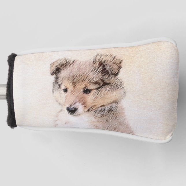 Funda Para Palo De Golf Shetland Sheepdog Puppy Pintura Original Perro Art (Anverso)