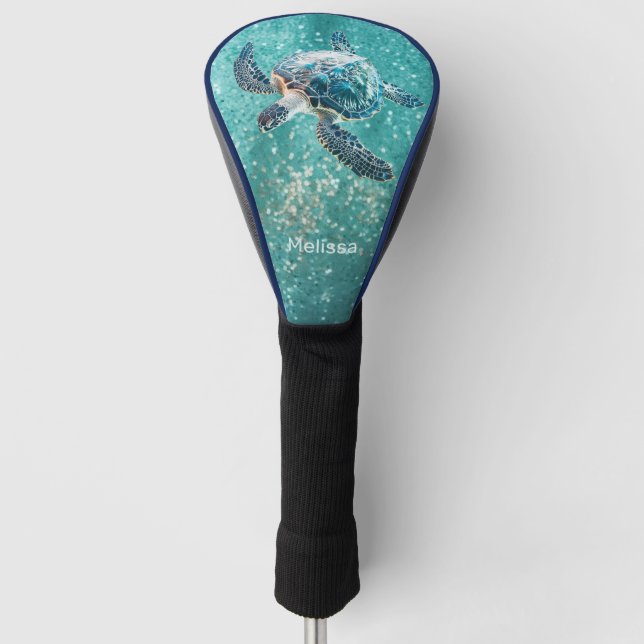 Funda Para Palo De Golf Shimmering Turquoise Sea Turtle | Coastal (Anverso)