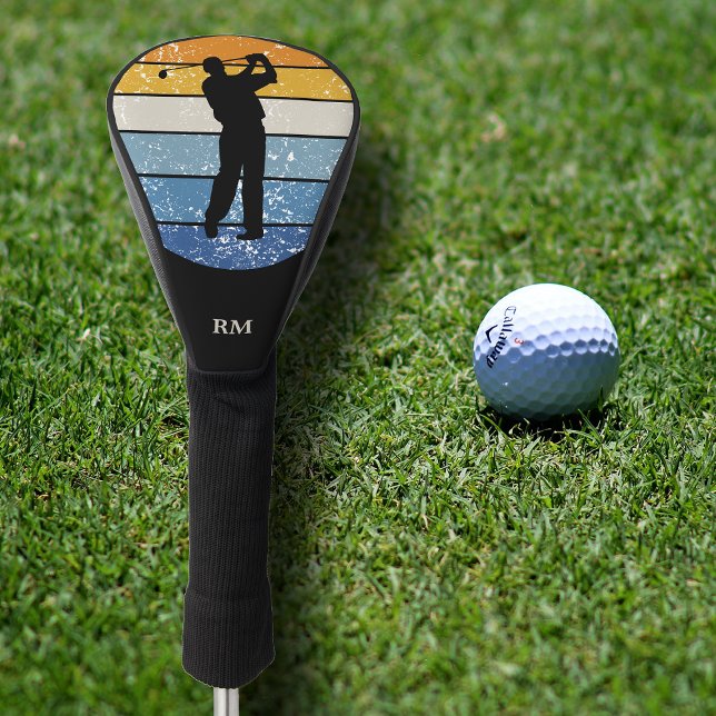 Funda Para Palo De Golf Silhouette Golfer en Retro Stripe (Subido por el creador)
