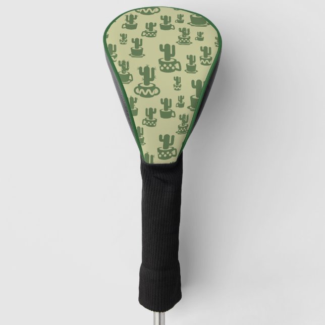 Funda Para Palo De Golf Silueta de cactus suculenta en tazas y macetas  (Anverso)