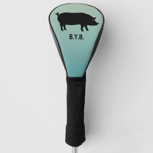 Funda Para Palo De Golf Silueta de cerdo con texto Personalizado