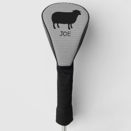 Funda Para Palo De Golf Silueta de oveja negra con texto Personalizado