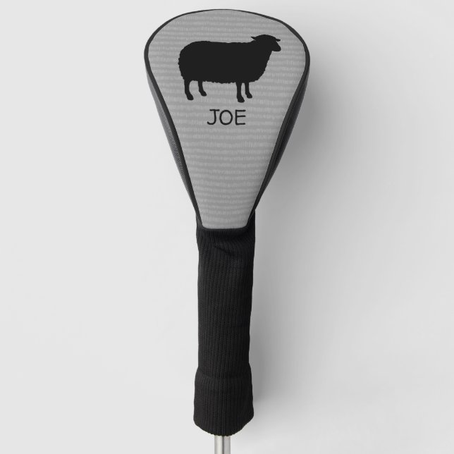 Funda Para Palo De Golf Silueta de oveja negra con texto Personalizado (Anverso)