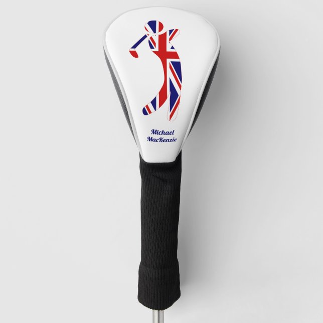 Funda Para Palo De Golf Silueta personalizada del golfista de Union Jack (Anverso)