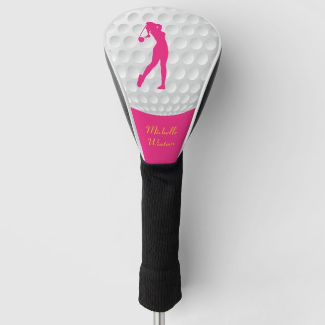Funda Para Palo De Golf Silueta rosada para deportistas (Anverso)