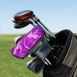 Funda Para Palo De Golf Silvery Dragonflies en el cielo mágico de Magenta