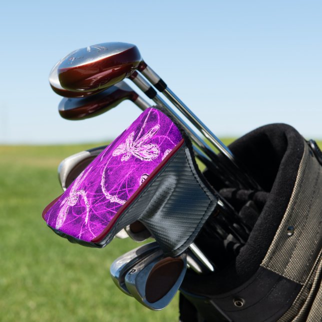 Funda Para Palo De Golf Silvery Dragonflies en el cielo mágico de Magenta (In Situ)