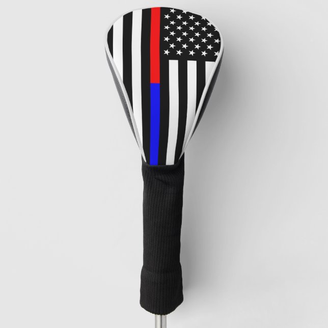 Funda Para Palo De Golf símbolo azul rojo delgado de la policía contra inc (Anverso)