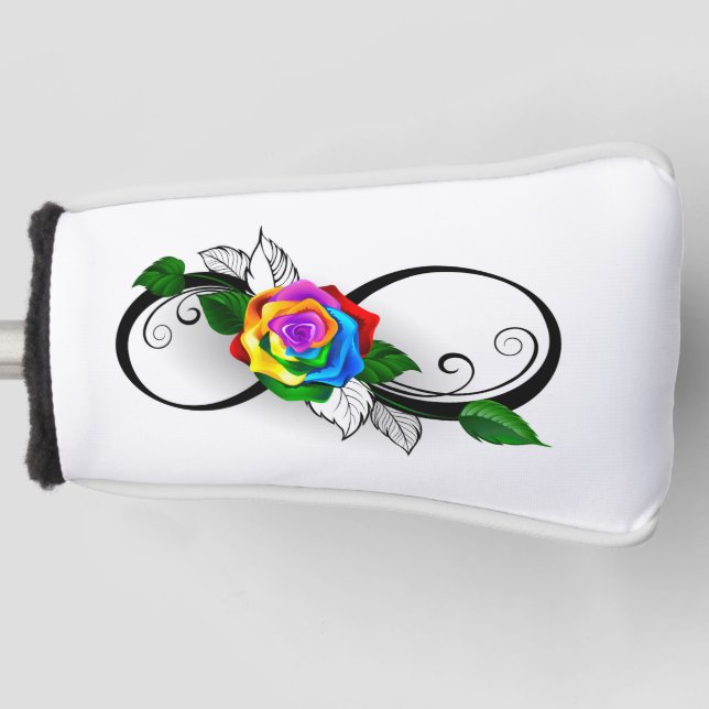 Funda Para Palo De Golf Símbolo de infinito con rosa arcoíris (Anverso)
