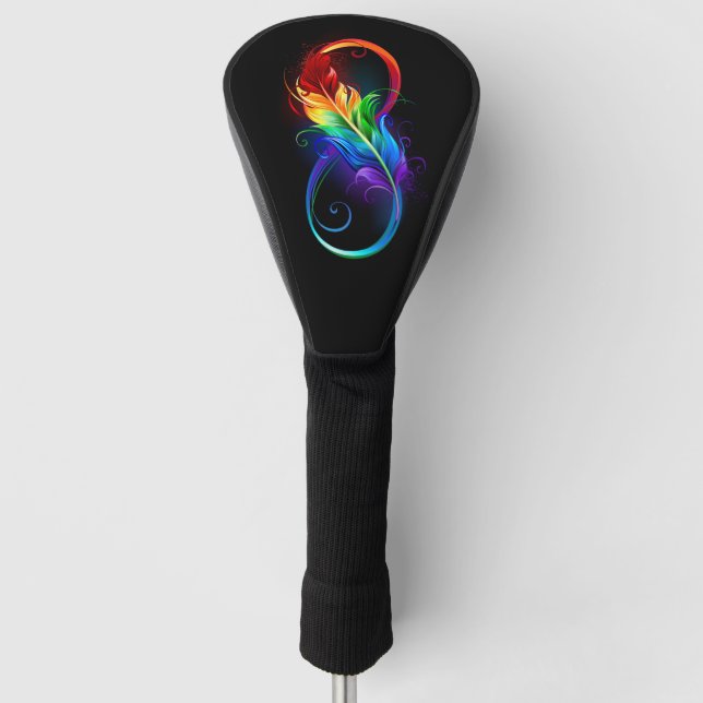 Funda Para Palo De Golf Símbolo infinito con plumas arcoiris (Anverso)