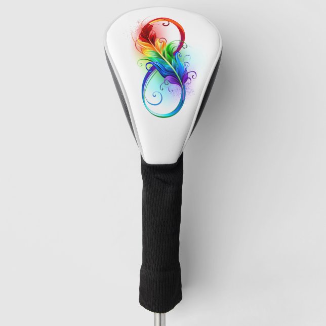 Funda Para Palo De Golf Símbolo infinito con plumas arcoiris (Anverso)
