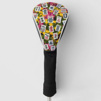 Funda Para Palo De Golf Símbolos de Mahjong sobre fondo de flores silvestr