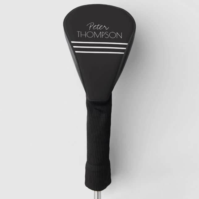 Funda Para Palo De Golf Simple 3 tiras Nombre negro (Anverso)