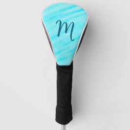 Funda Para Palo De Golf simple blue whi watercolor lines add your monogram