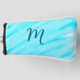 Funda Para Palo De Golf simple blue whi watercolor lines add your monogram