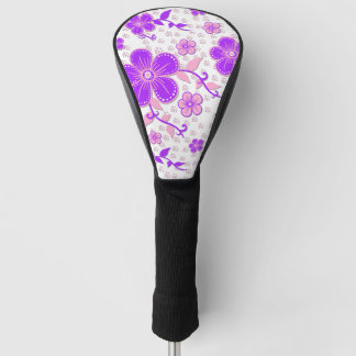 Funda Para Palo De Golf Simple estampa de acuarela floral púrpura y rosa