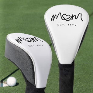 Funda Para Palo De Golf Simple Letra Negra Corazón Año de Fundación Mamá
