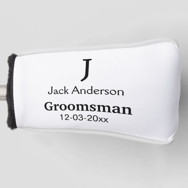 Funda Para Palo De Golf SIMPLE MINIMAL añada tu nombre personalizado groom (Anverso)