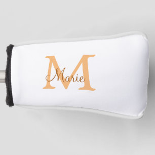 Funda Para Palo De Golf simple minimal añadir nombre monograma naranja mar