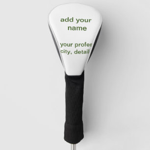 Funda Para Palo De Golf Simple minimal verde añade tu texto nombre foto pe