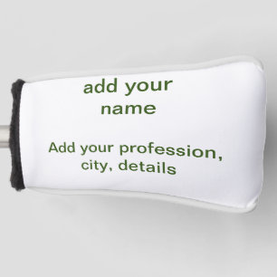 Funda Para Palo De Golf Simple minimal verde añade tu texto nombre foto pe