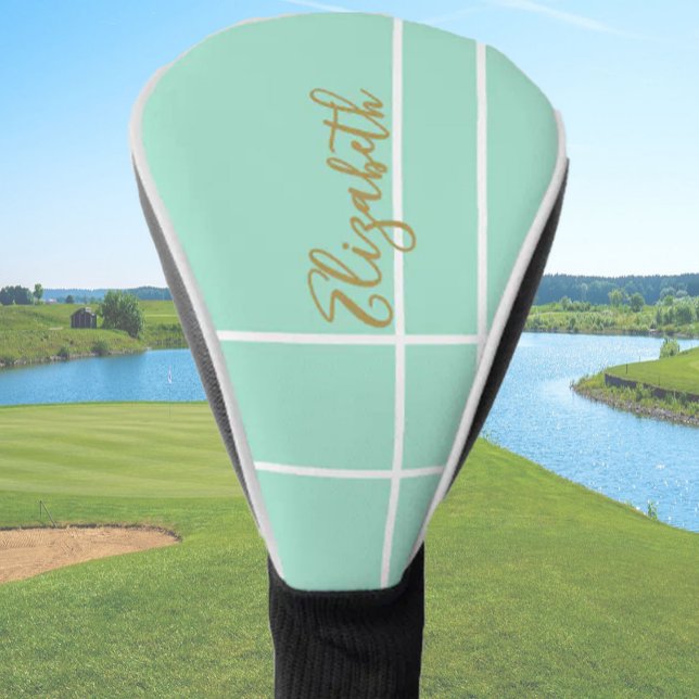 Funda Para Palo De Golf Simple mint green minimalist custom name ladies  (Subido por el creador)