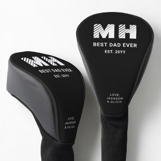 Funda Para Palo De Golf Simple Monograma Genial de Negro y Blanco Mejor Pa