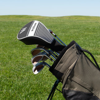 Funda Para Palo De Golf Simple Nombre de Monograma Personalizado Elegante