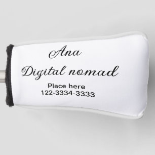 Funda Para Palo De Golf Simple texto mínimo añadir su nombre lugar ciudad