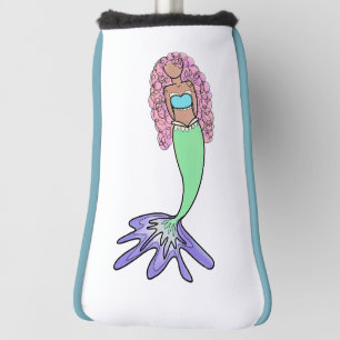 Funda Para Palo De Golf sirena arcoíris rosa azul morado verde negro rizad