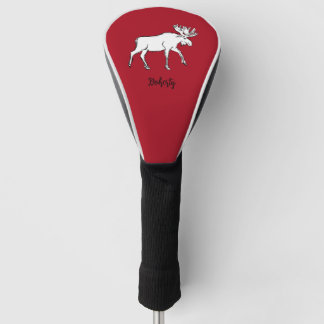 Funda Para Palo De Golf Sketch Moose con fondo rojo