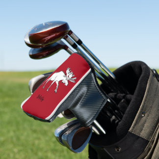 Funda Para Palo De Golf Sketch Moose con fondo rojo