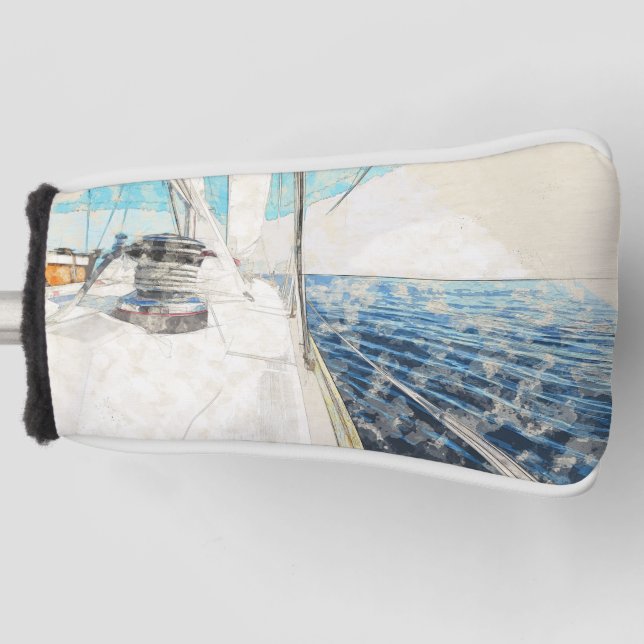 Funda Para Palo De Golf Sketch Sail Vessel Surfing Sea Golf Head Cover (Anverso)