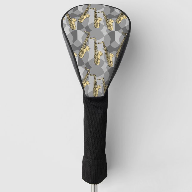 Funda Para Palo De Golf Sketchic Saxofhone Gray Pattern (Anverso)