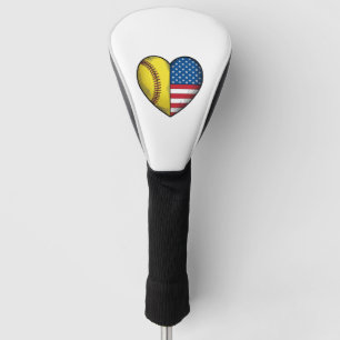 Funda Para Palo De Golf Softbol bandera de EE. UU. corazón diseño vectoria