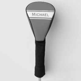 Funda Para Palo De Golf Sólido Gris Blanco Rayos Nombre Monograma