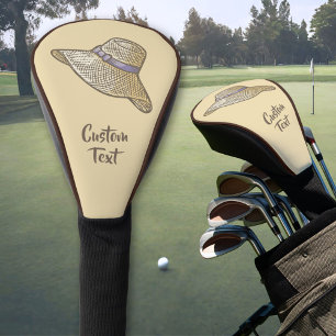 Funda Para Palo De Golf Sombrero de paja beige dibujado a mano